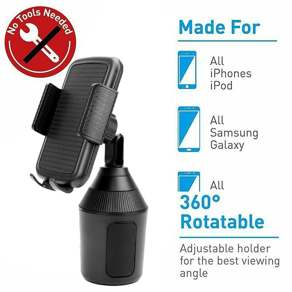 Universal drikkeflaskeholder stativ for telefon justerbar koppholder monteringsstøtte for smarttelefon mobiltelefontilbehør