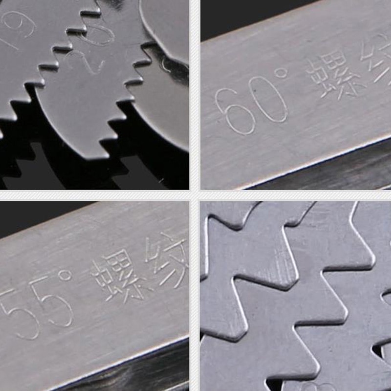 2 Pcs Stainless Steel Metric Screw Pitch 60+55 Degree Thread Measuring Gauge