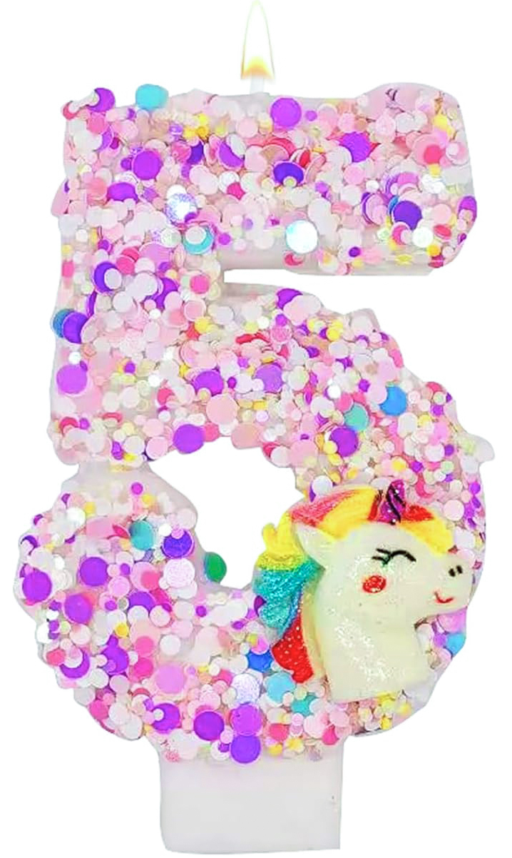 0-9 Number Birthday Candle,Happy Birthday Cake Candle， Unicorn Themed Party Supplies: Rainbow