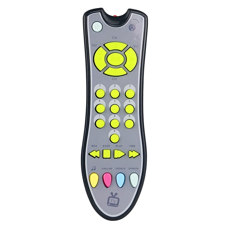 Fbil-baby realistische tv-fernbedienung mit licht und sound, englischer, französischer und spanischer sprache, spielzeug für mädchen und jungen: Armeegrün