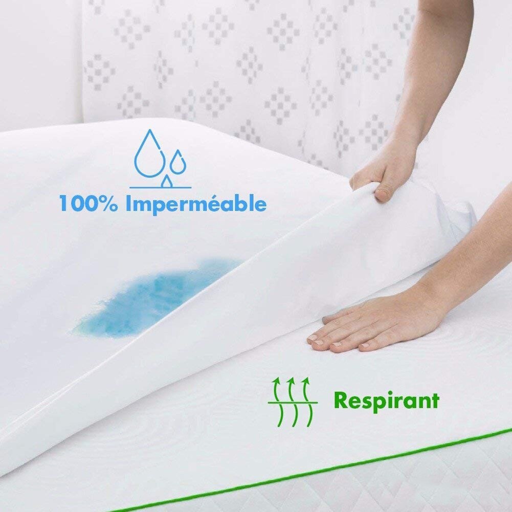 Smooth Waterproof Mattress Protector Cover Washable for Bed Solid White Wetting Breathable Hypoallergenic Protection Pad Cover