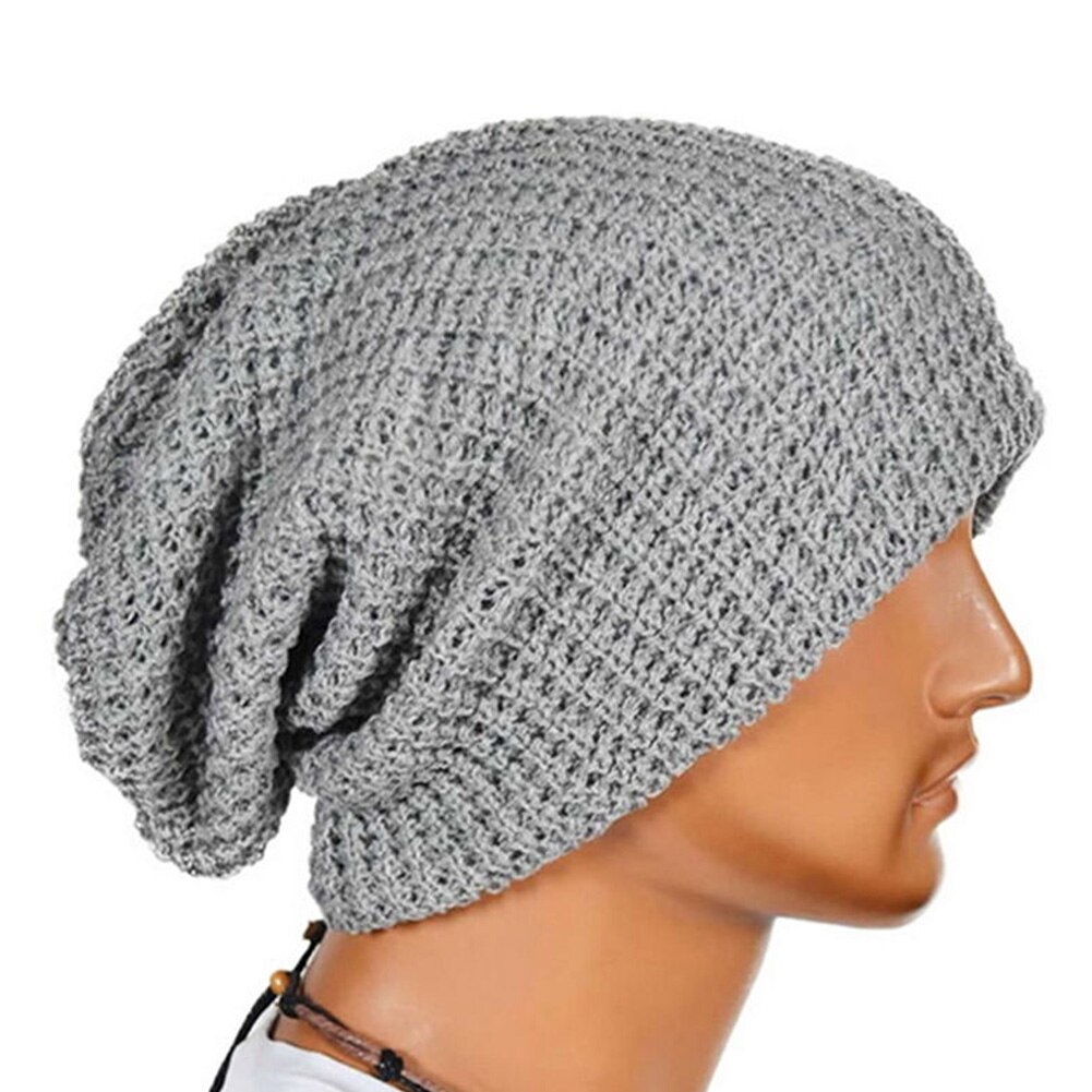 Gorro holgado, gorro de invierno tejido liso, gorro cálido, gorros holgados de esquí para hombres y mujeres, Unisex: grey