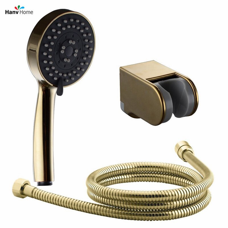 Gold ABS 3 Function Hand Held Shower Head &150cm shower hose & ABS Shower Holder