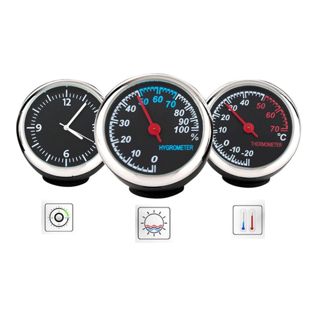 Round Shape Car Automobile Digital Clock Auto Watch/Thermometer/Hygrometer Car Interior Decoration Ornament Car Styling