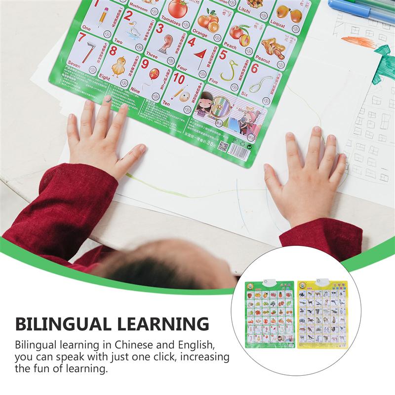 2Pcs Colorful Cartoon Kids Audio Chart Toddler Audio Chart for Kids Children Home