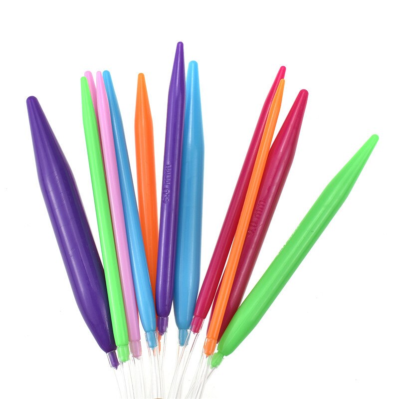 Koknit 12 stk rund strikkepinde i plast 3.5mm-12mm glatte rør rund strikkepinde garn håndværkssyværktøj