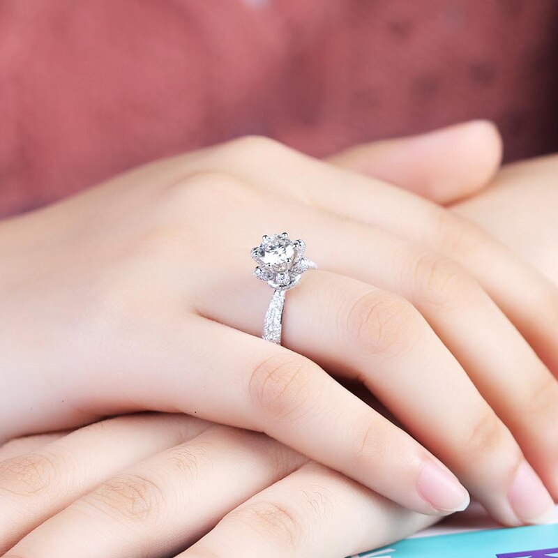925 prata esterlina 2 quilates anel de diamante para mulher bizuteria casamento anillos pedra preciosa prata 925 jóias anel de diamante branco