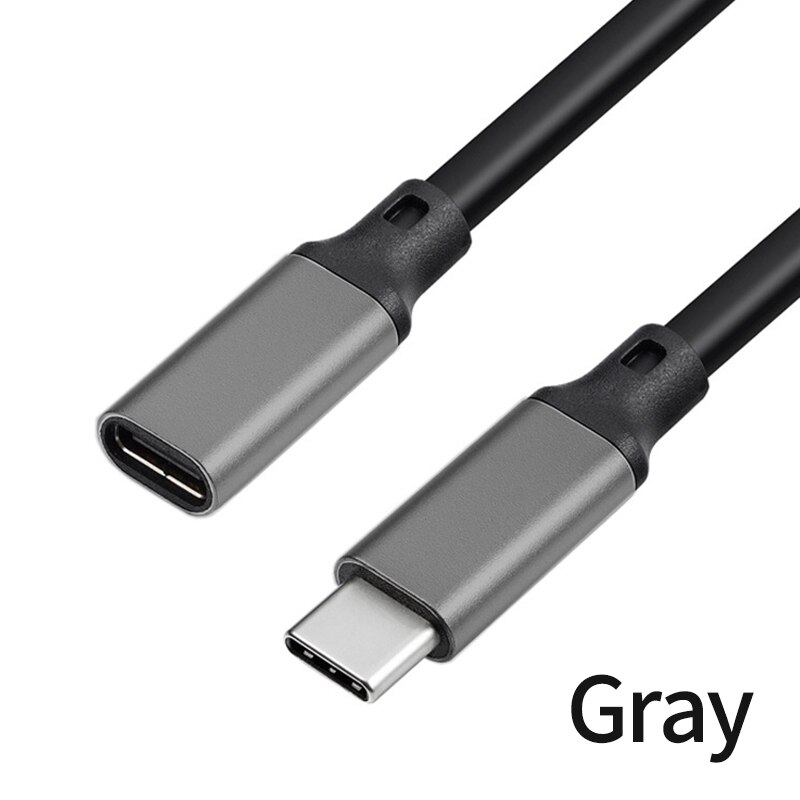 Type c verlengkabel usb c verlengsnoer  pd100w 5a 10 gbps mannelijk naar vrouwelijk usb 3.1 usb-c type-c usb 5a oplaaddatakabels: Grijs / 3m