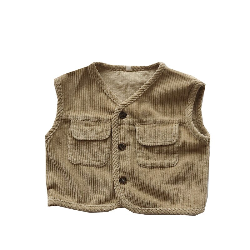Chaleco de pana para bebé, niño y niña, ropa para niño, chaleco con cuello en V sin mangas, novedad de Primavera de
