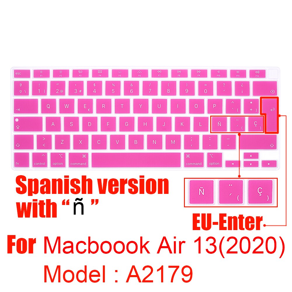 Dla 2020 nowy Macbook Air 13 Cal silikonowa klawiatura laptopa pokrywa z touchbar ue wersja A2179 hiszpania Laptop film ochronny: A2179 EU lavender