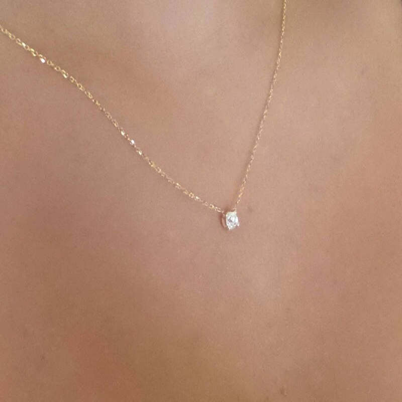 Collier en Zircon brillant Invisible, fine ligne, Simple, ras du cou pour femmes, bijou, collection