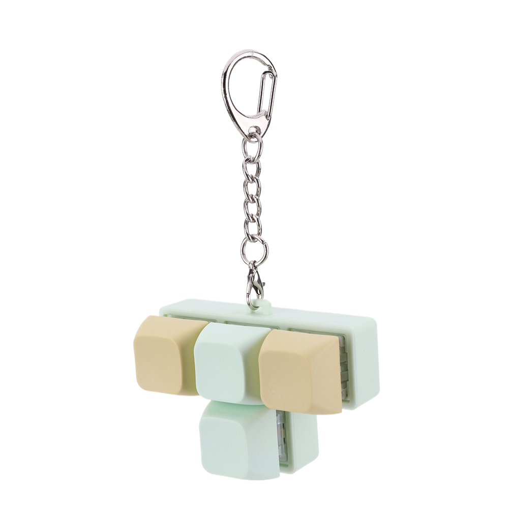Finger Keyboard Fidget 4 Keys Keyboard Clicker Sensory Fidget Keyring Keycaps Fidget Keyborad Button Stress Relief: green