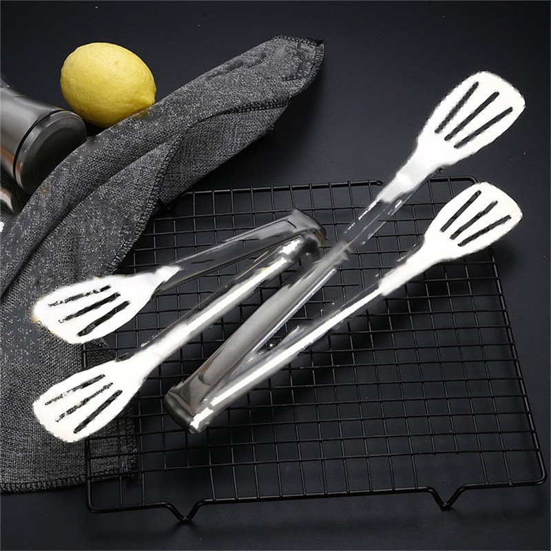 4YANG Stainless Steel Wooden Plastic Kitchen Food Utensils Buffet Cooking Tool Anti Heat Bread Clip Pastry Clamp Barbecue Tong