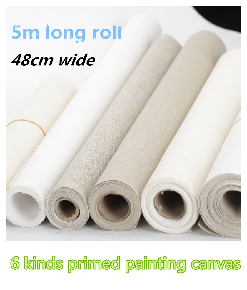 Rollo de 0,48 m x 5m, mezcla de lino y algodón, pintura de grano fino, lienzo, 280g-480gsm