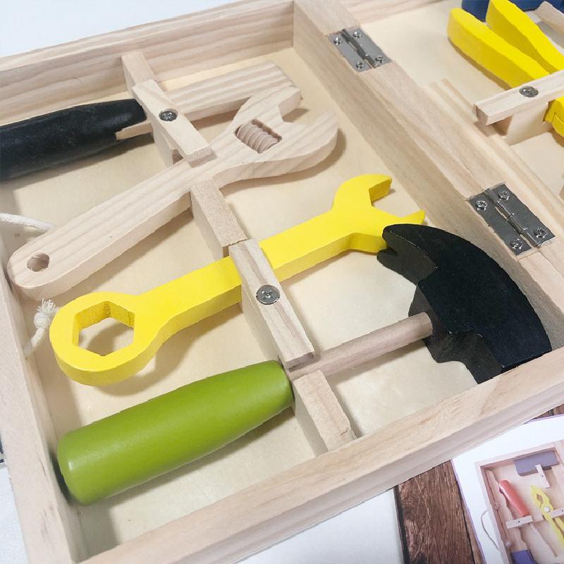 Houten Draagbare Multifunctionele Pretend Play Speelgoed Kinderen Toolbox Reparatie Kit Combinatie Puzzel Speelhuis Demontage Speelgoed