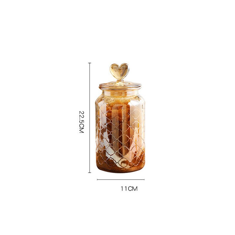 Eurooppalainen lasi säilytyspurkki geometriset kuviot helpotus sisustus pöytäkoneen karkkipurkit keittiön sinetti muroannostelija kodinsisustus: D-suuri -1350ml