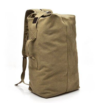 Mann Reise Rucksack Große Kapazität Bergsteigen Hand Tasche Leinwand Eimer Schulter Taschen Männer Rucksäcke: Kakifarbig / groß 30x55x20cm