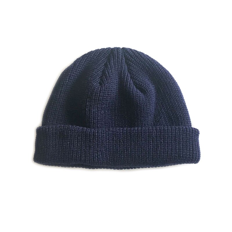Men Knitted Hat Beanie Skullcap Sailor Cap Cuff Brimless Retro Navy Style Beanie Hat