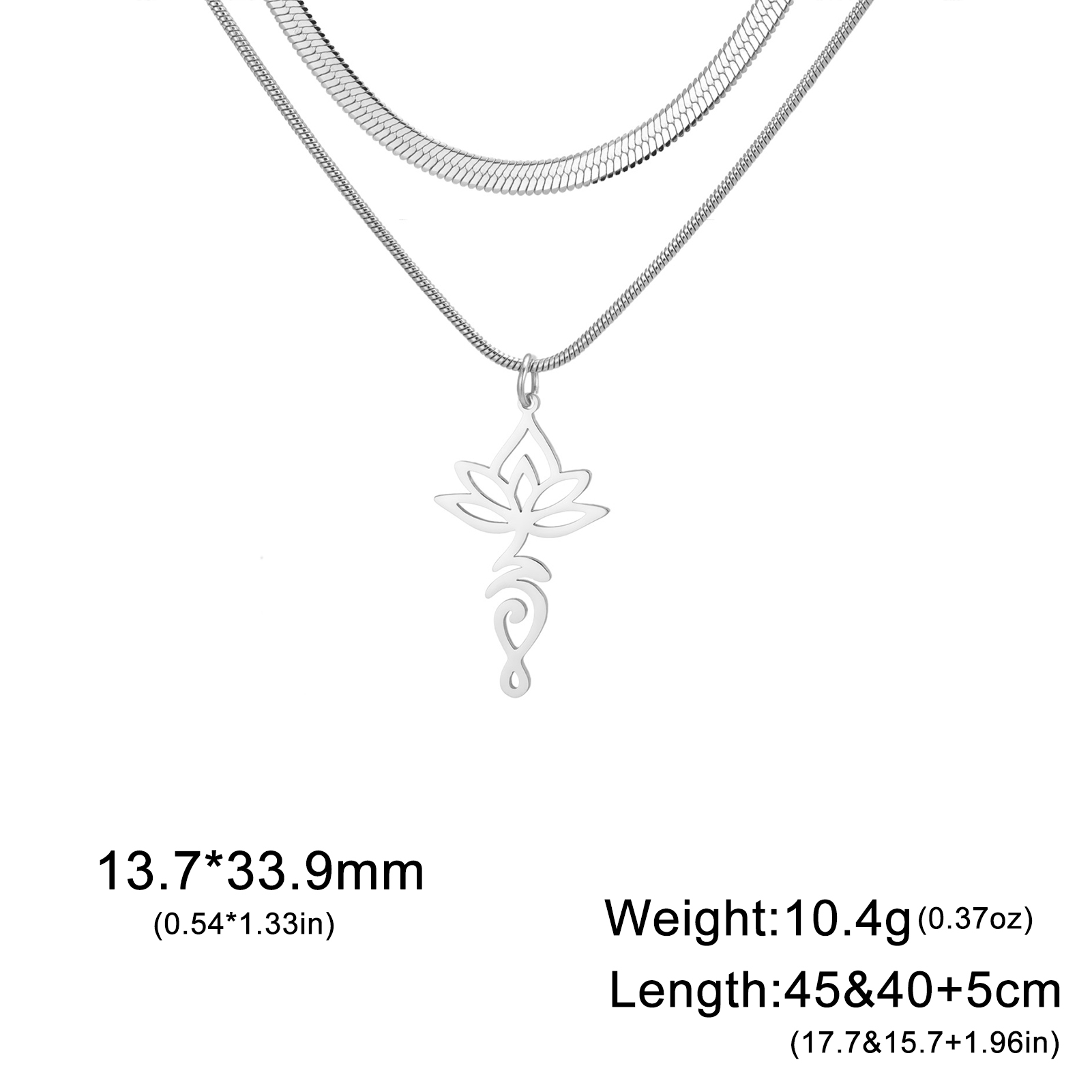 Lucktune-collar con colgante de símbolo de loto de OM Yoga Chakra para mujer Budismo de acero inoxidable Hindu Amuleto Collar de cadena de joyería: Pistola negra plateada