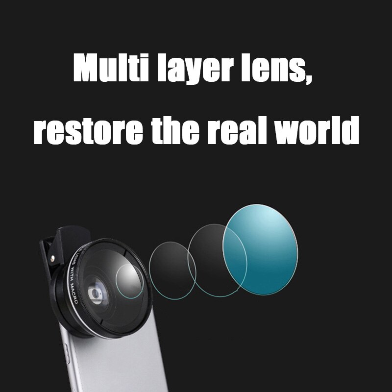 Phone Lens kit 0.45x Super Wide Angle &amp; 12.5x Super Macro Lens for phone iPhone 6S 7 Xiaomi more cellphone HD Camera Lentes