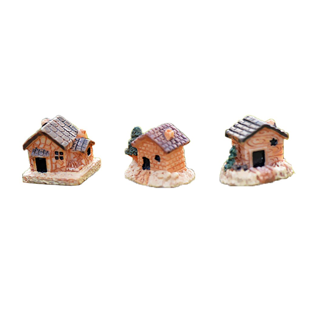 3Pcs Mini Hars Huis Micro Landschap Tuin Diy Ornamenten Decoratie