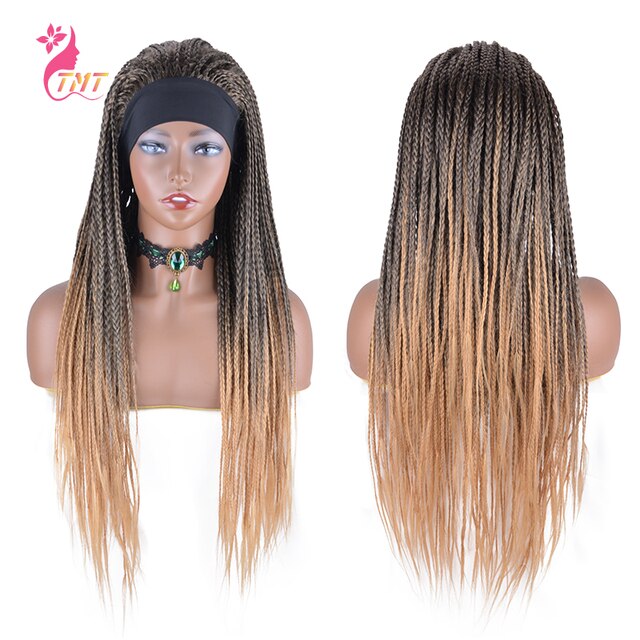 Long Straight Synthetic Box Braided Braids Wigs 26'' Synthetic Twist Braids Wigs For Afro Black Women: Headband 1B-27