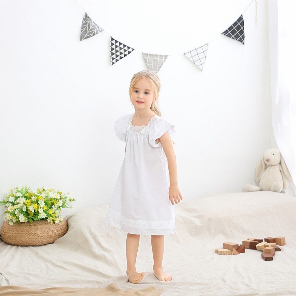 Camisón de manga corta para niñas, pijamas de estilo de corte, Tops bonitos de ocio, de princesa, de verano