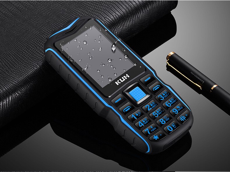 KUH T3 Dual Flashlight Power Bank Rugged Cellphone Big voice Outdoor Shockproof Mobile Phone 13800mAh 2.4 Inch Quick Dial Phone: Russian Keyboard / Black Blue
