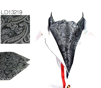 Män vintage prickigt bröllop formell kravat ascot scrunch själv brittisk stil gentleman siden hals slips lyx: Ld13219