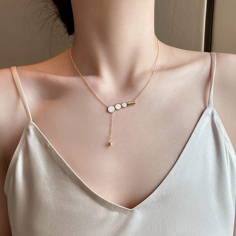 Nuove Donne Di Modo Collana in Acciaio Inox Borsette Della Collana Rotonda Del Pendente di Lusso di Alta Qualità Dei Monili Delle Donne Dei Monili di Cerimonia Nuziale