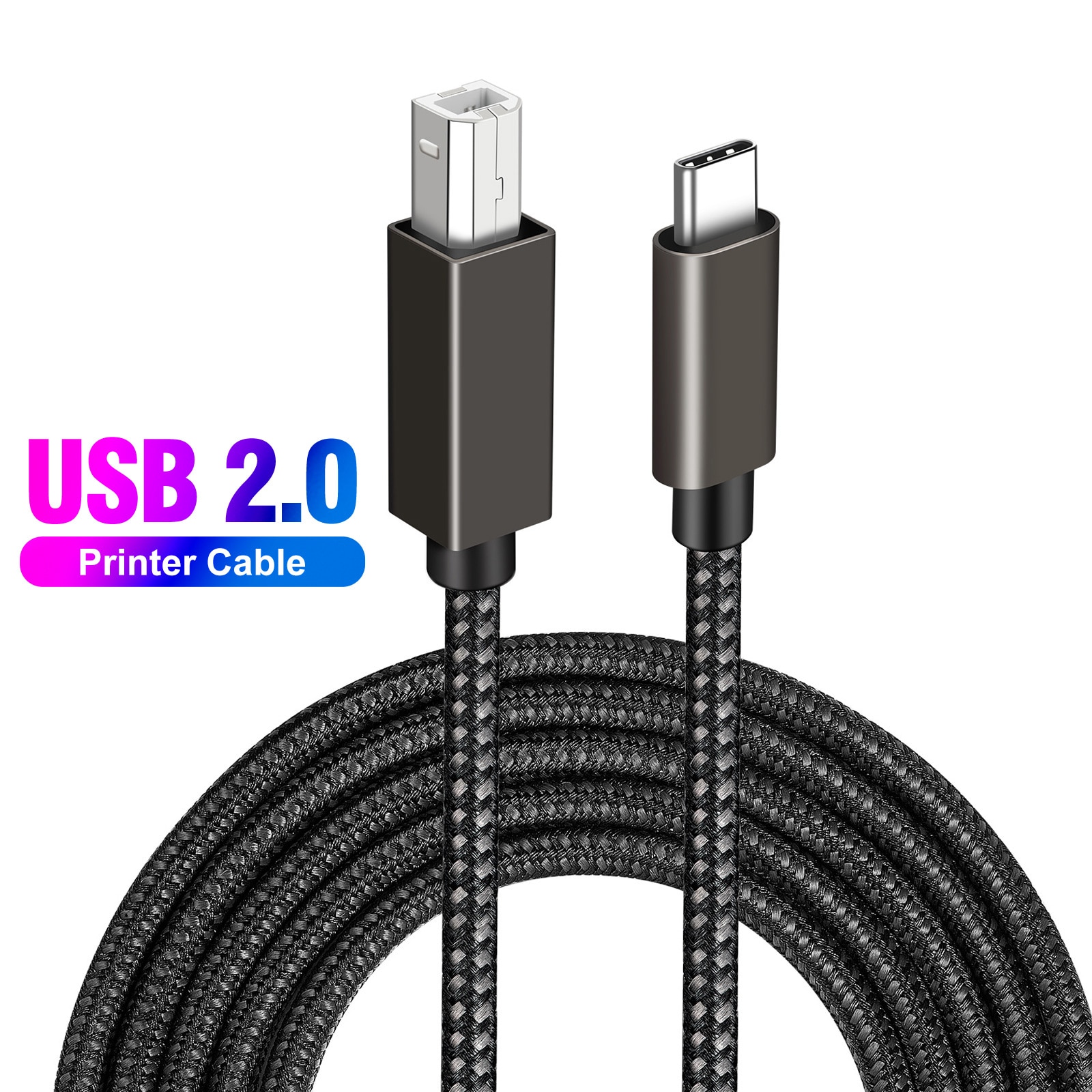 Usb C Naar Usb B 2.0 Printer Kabel Gevlochten Printer Scanner Snoer Voor Macbook Pro Air Epson Hp Canon Samsung printer Scanner 1//2/3M
