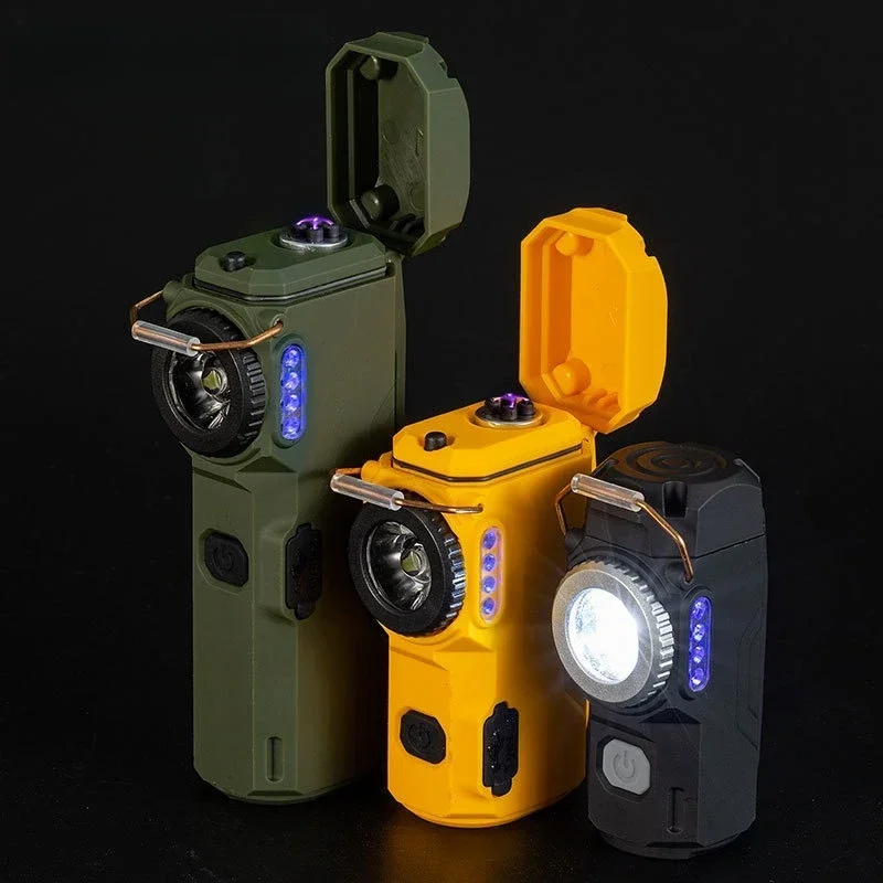 draussen winddicht und wasserdicht Dual Bogen Licht multifunktionale Taschenlampe Notlicht USB Schnellladung Licht Feuerzeug
