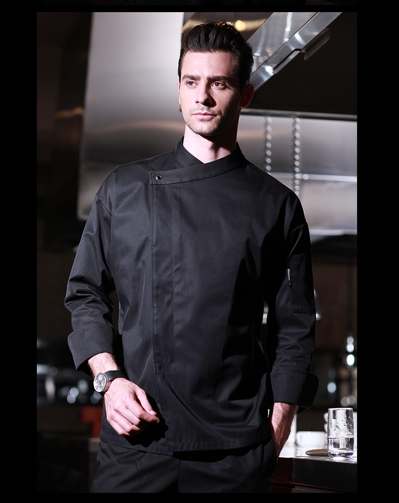 Unisex madservice tøj kokken uniform jakke restaurant hotel arbejdstøj langærmede åndbare stoffer 112