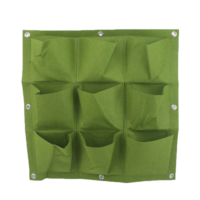 Sac de plante en feutre Non tissé mural de poche verte sac de fournitures de jardinage de fleurs de plantation de plantes vertes: 9pockets