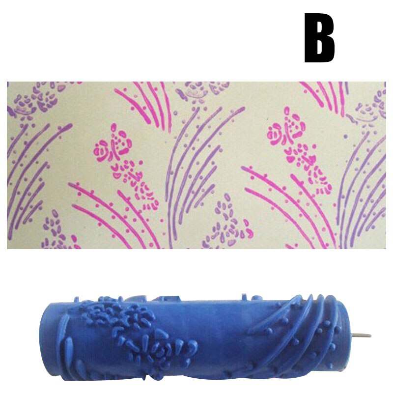 7 Inch Rubber Printing Pattern Roller Wall Paint Rubber Roller Embossed Flower Pattern DIY Sleeve Decorative Texture JA55: b