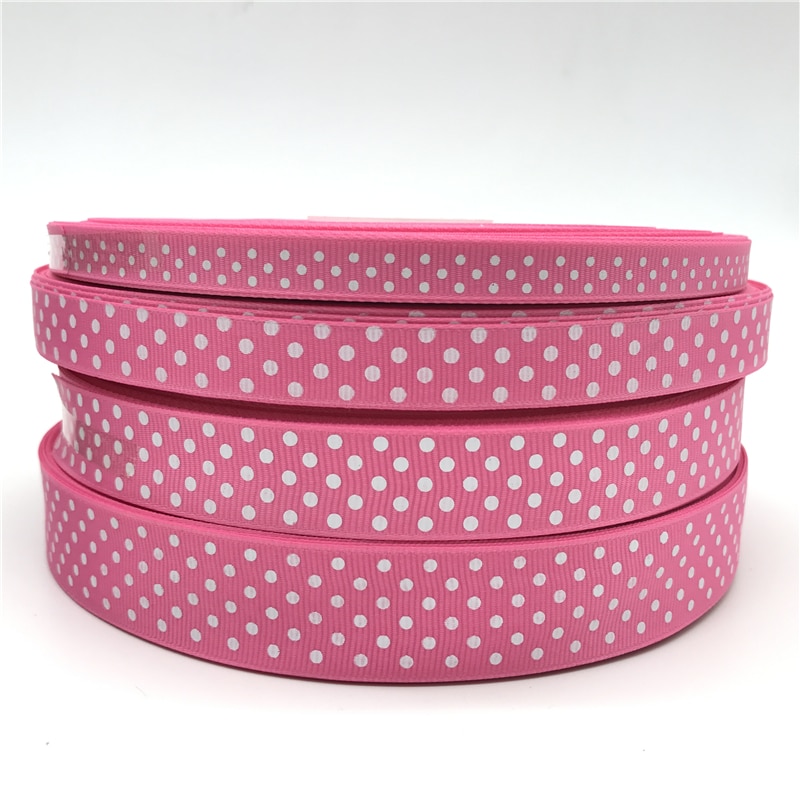 10mm 15mm 20mm 25mm Grosgrain Lint Rose Afdrukken Polka Dot Haar Boog Party Kerst Bruiloft Decoratie DIY Cadeaupapier: 25mm