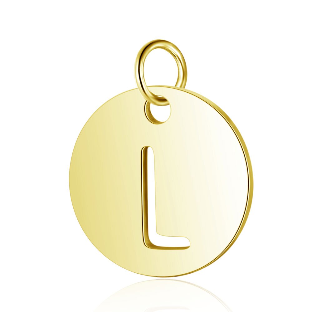 5 stuks PVD Gold Filled 26 Beginletter Naam Rvs Charm Real 316 Steel DIY Charms DIY Sieraden charms: L