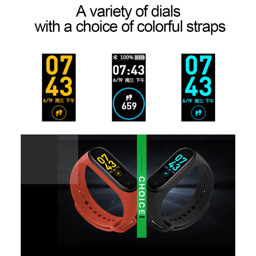 Smart Wristband Smart Activity Tracker M4 Smart Bracelet Smart Band 4 Heart Rate Fitness Tracker Smart Watch for Men Women TFT