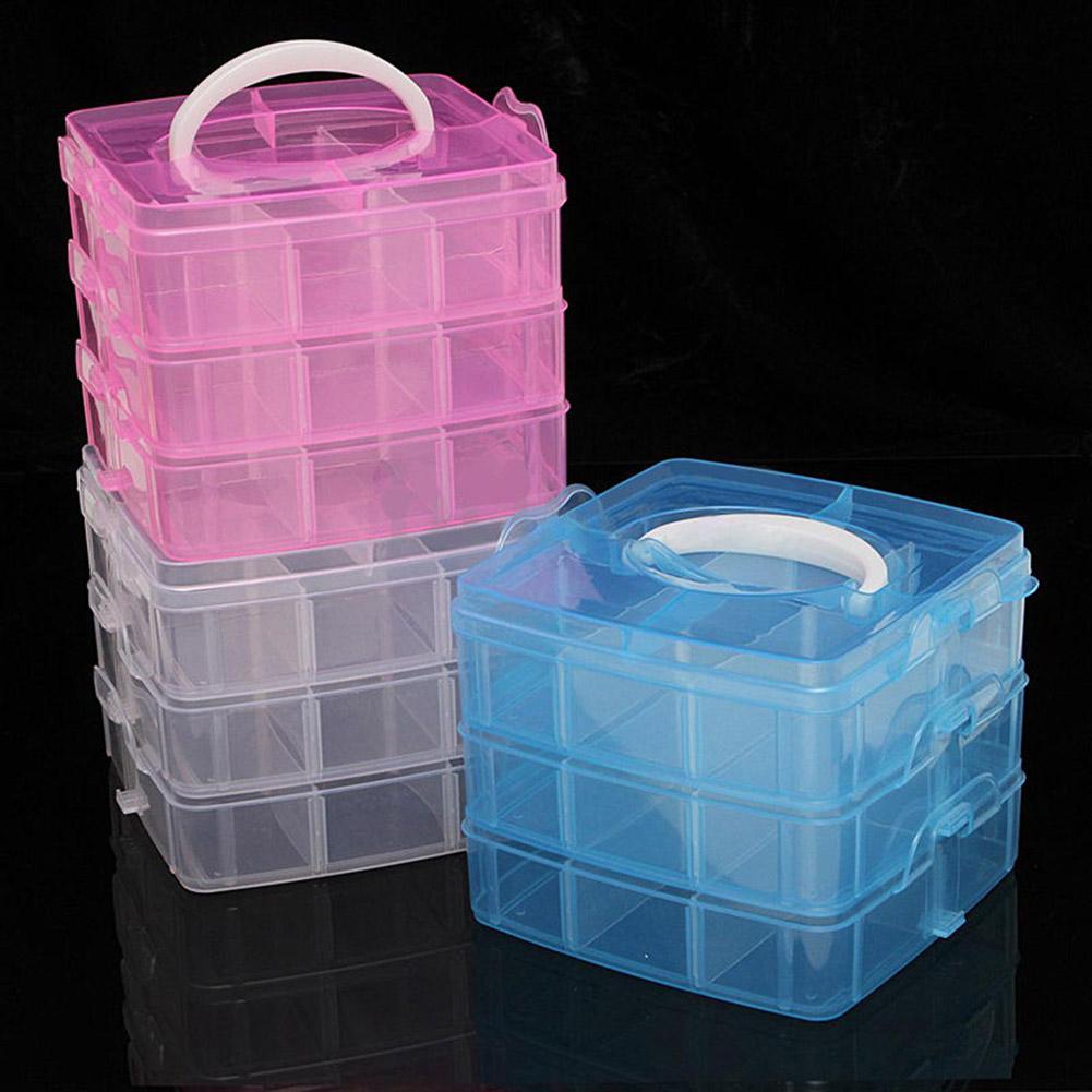 3 schichten 18 Fächer Klar Lagerung Kasten Container Schmuck Korn Organizer fallen Lagerung Kasten Container Schmuck Korn Organizer Ca