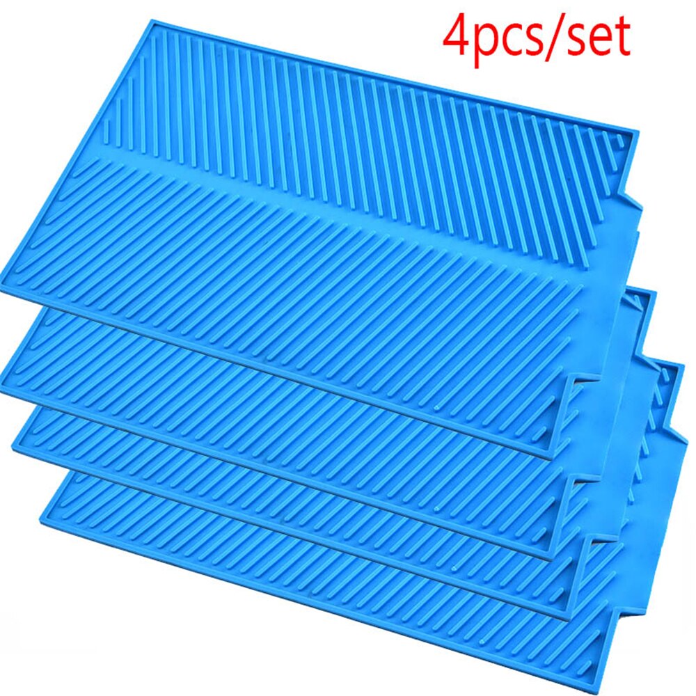 4 unids/set plato de secado de alfombra resistente al calor antideslizante de la bandeja de silicona vajilla Dishwaser de vajilla de Mat mantel 39*25cm: blue-4pcs