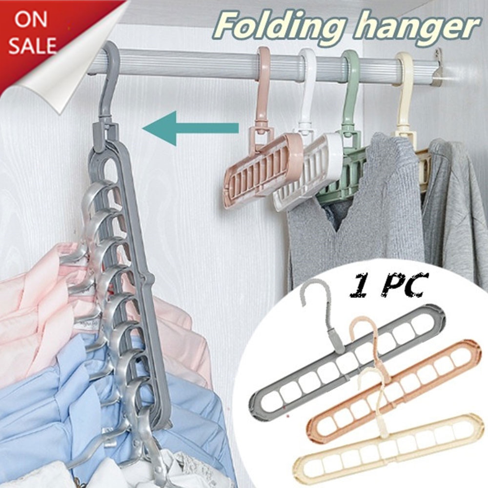 Clothes hangers 9-hole Multi-port Support Circle Magic Clothes Hanger Support baby Coat Hanger Multifunction Plastic Drying Rack