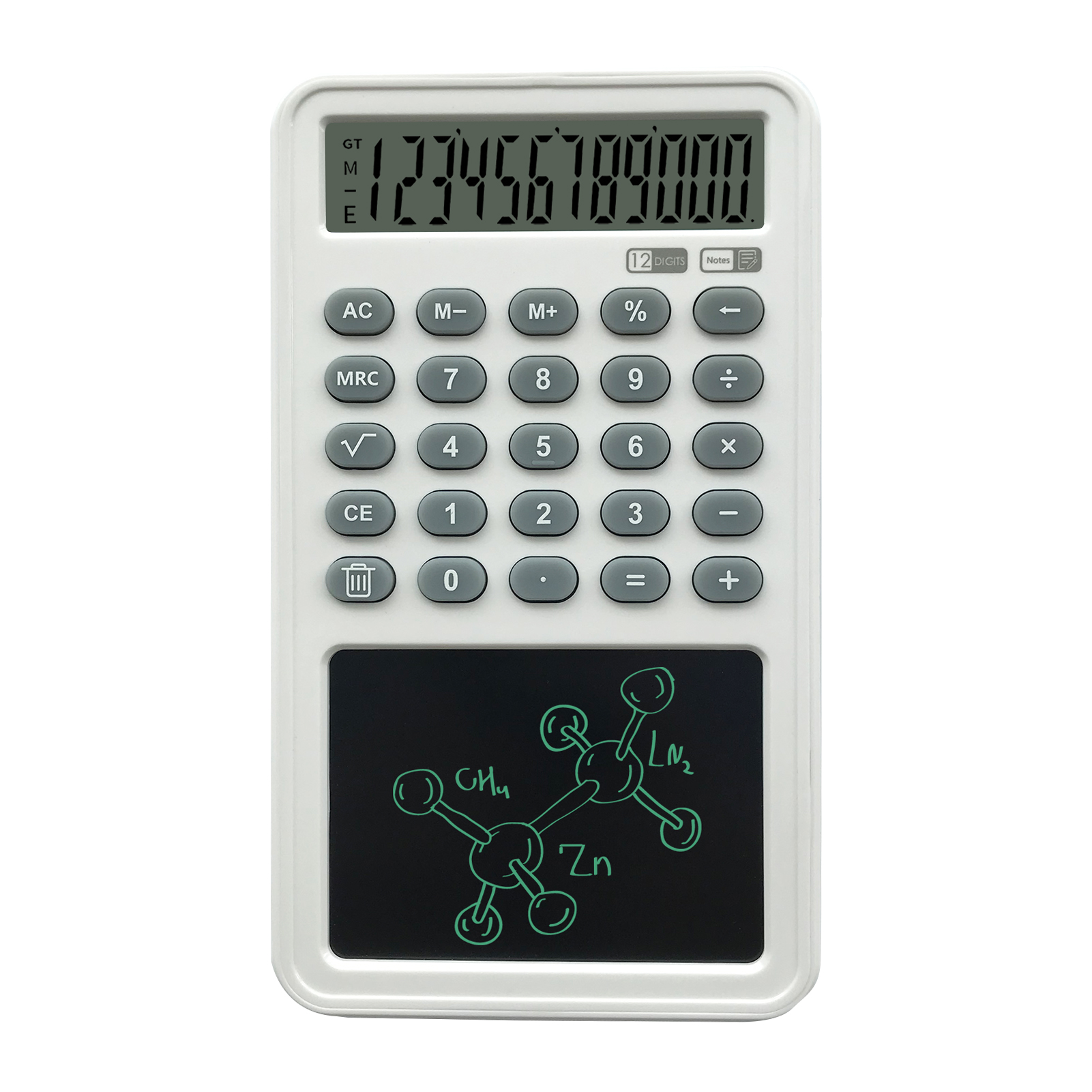 Calculator Desktop Calculators with LCD Writing Tablet 12 Digits Display 4inches LCD Screen with Stylus Erase Button for Office: White 1