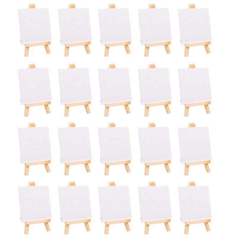 20Pcs Mini Canvas Drawing Board with Easel, Painting Canvas Panel, Suitable for Art Painting Party Supplies: Default Title