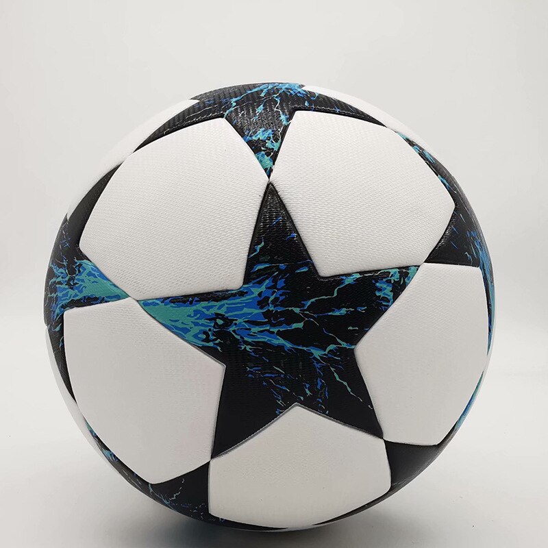 Newest Match Soccer Ball Standard Size 5 Football Ball PU Material Sports League Training Balls futbol futebol: Blue and White