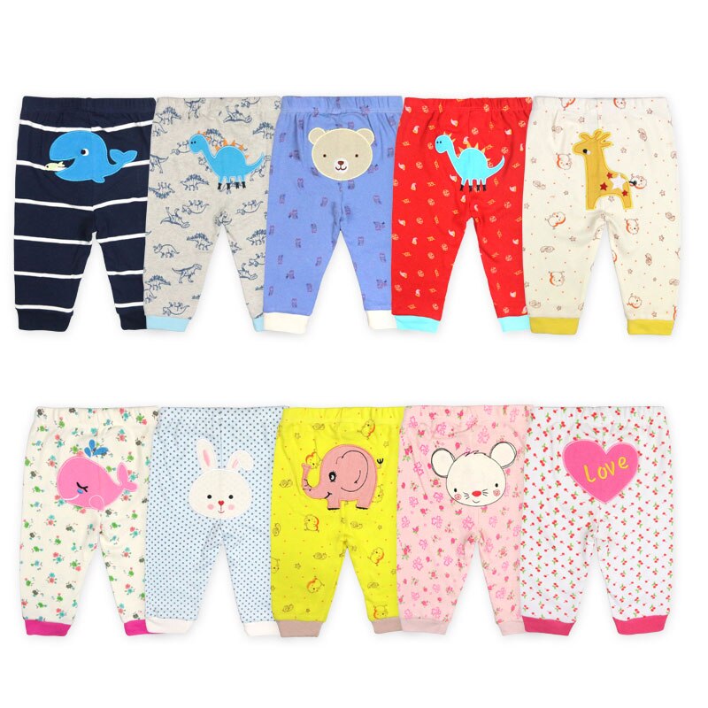 [2 pièces/lot couleur aléatoire] -né bébé pantalon dessin animé impression bébé fille vêtements printemps automne enfant en bas âge garçon pantalon coton enfant en bas âge pantalon