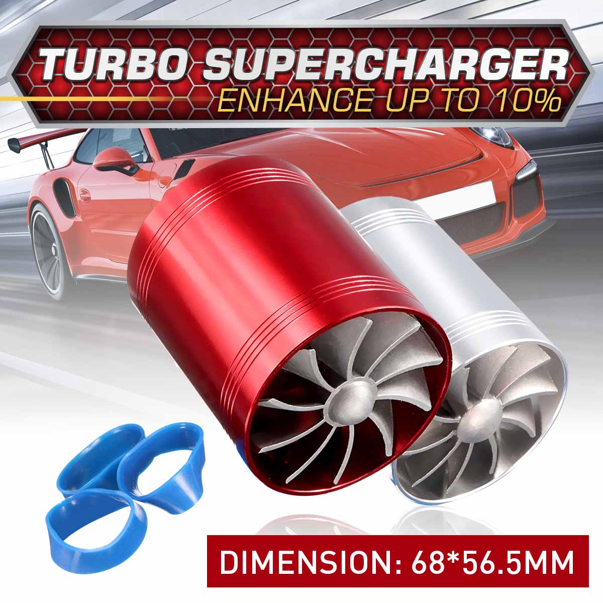 Universal Auto Luftfilter Intake Fan Fuel Gas Saver Supercharger MV77942B 68mm x 65mm Für Turbine Turbo Ladegerät turbolader