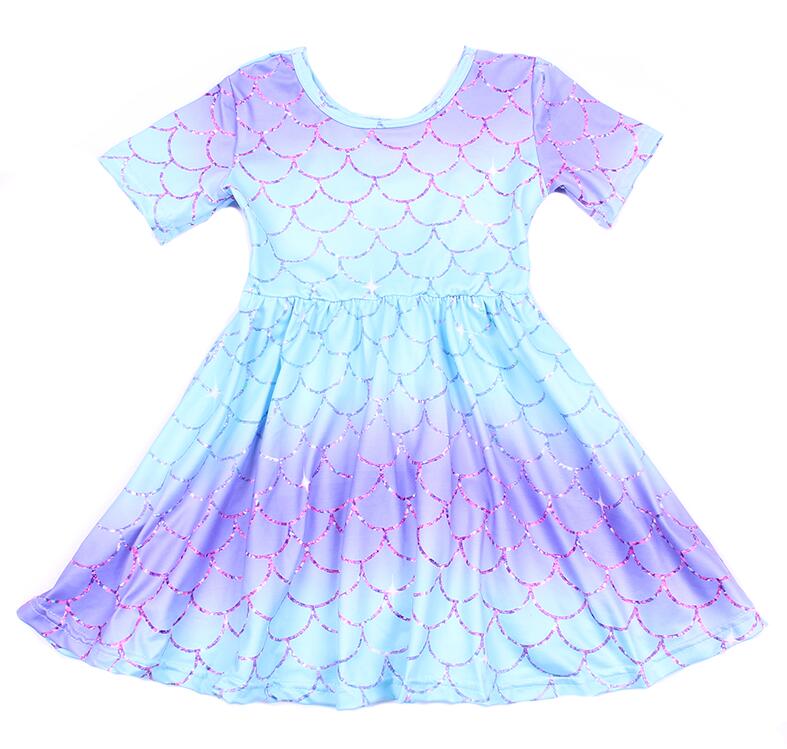 Toddles Gradient Purple Blue Girls Clothing Mermaid Squama Short Sleeve Clothing Soft Milk Silk: 12M
