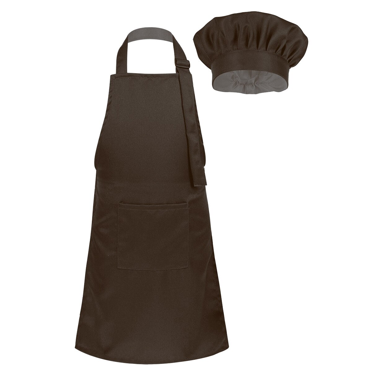 Tablier de cuisine réglable pour enfants, pour garçons et filles, ensemble de chapeaux de Chef, formation à la peinture, à la pâtisserie, à poche avant: L 8-12 years / Coffee