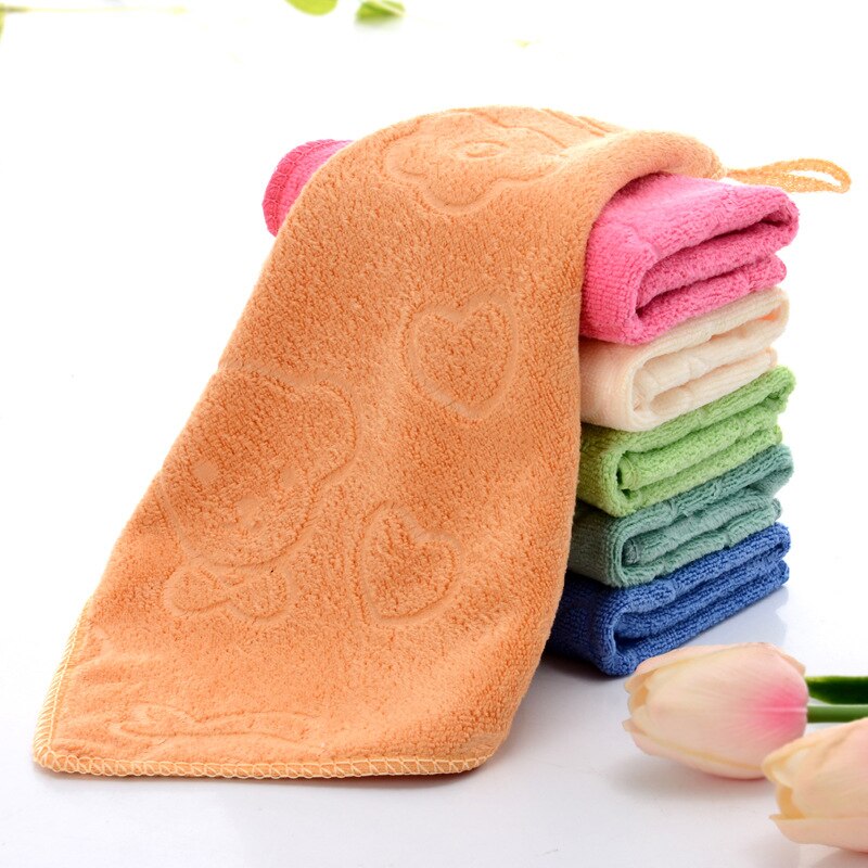1PC Microfiber Kids Towel Textile Cotton Square Bear Printed Home Child Small Towels Face Hand Cartoon 25*25cm