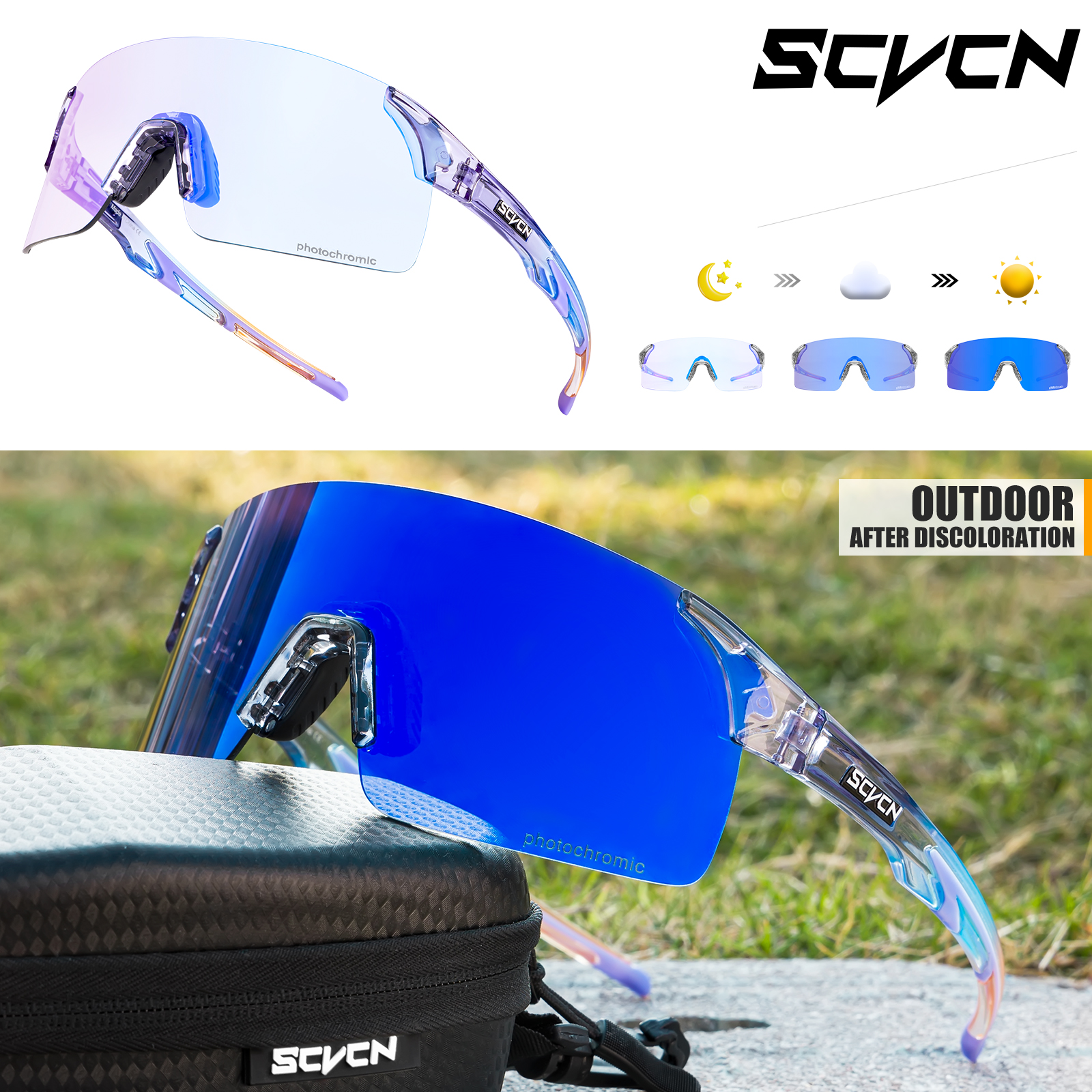 SCVCN-gafas de sol fotocromáticas para hombre y mujer, lentes para escalada, deportes al aire libre, ciclismo, conducción, bicicleta: Multicolor
